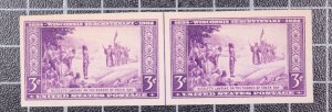 Scott 755 - 3 Cents Wisconsin - NGAI  - Horizontal Line Pair - SCV - $1.50