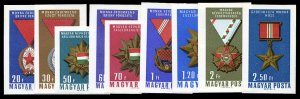 Hungary #1754-1762 Cat$20, 1966 Military Decorations, imperf. set of nine, ne...