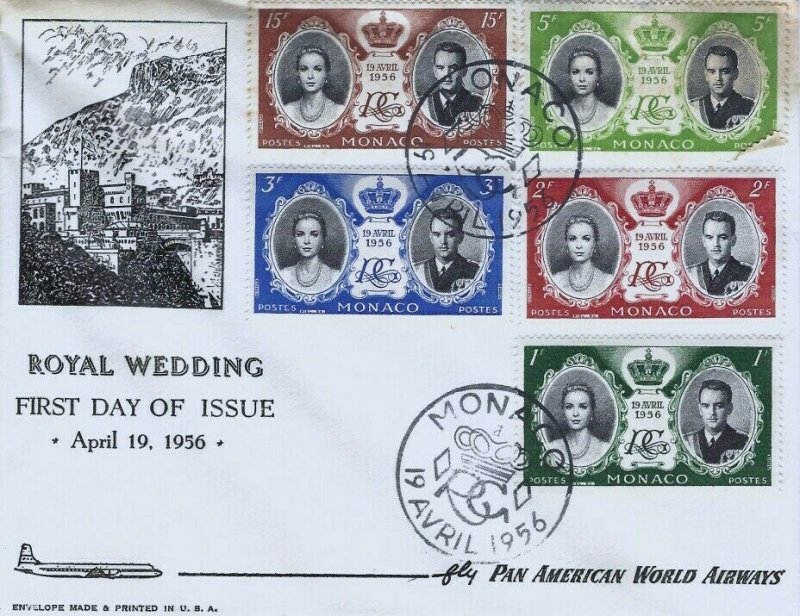 MONACO 366-370 ROYAL WEDDING - Pan Am FDC