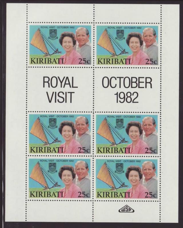 1982 Kiribati 25c Royal Visit Sheetlet Mint