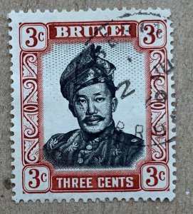 Brunei 1952 3c Sultan, used. Scott 85, CV $0.25.   SG 102