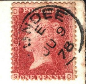 GB Scotland Cover CDS CANCELLATION Penny Red Plate 181 *Dundee* 1878 C105a 
