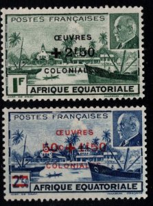 French Equatorial Africa  AEF Scott B36-B37 MNH** 1944 Vichy stamp set