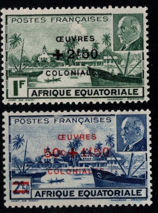 French Equatorial Africa  AEF Scott B36-B37 MNH** 1944 Vichy stamp set