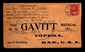 Canada 1925 Moncton NB SO #2 Canceled / Medical / Rough Edges - L30614