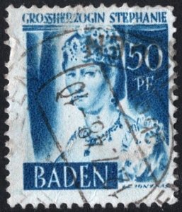 Baden: SC#5N24 50pf Grand Duchess Stephanie (1948) Used