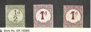 Bechuanaland, Postage Stamp, #J4, J5, J5a Mint Hinged, 1932-58