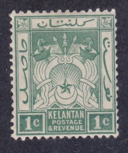 Malaya Kelantan #1 MNH OG 1915 1c Gray Green Wmk #3 Crown & CA Issue