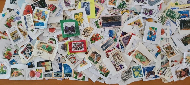 1 LB. Assorted Older to Forever Commemorative Stamps USED on Paper