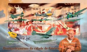 Bombing of Guernica Civil War Spain Planes Picasso Art Mozambique MNH stamp set