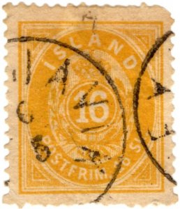 Iceland 1873 Used MI 5B (SC4) Iceland 1873 16 Skilling Yellow, SC IS 7