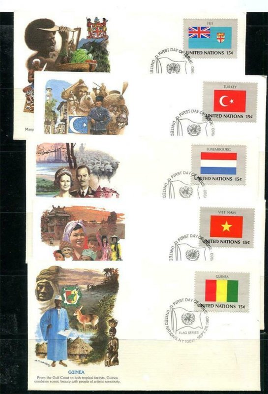 United Nations 1980 16 FDC Covers Sc 325-340 Flags 11307 