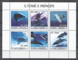 O0147 2003 S. Tome & Principe Fauna Marine Life Dolphins Kb Mnh