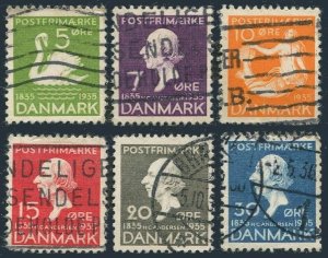 Denmark 246-251,used.Mi 222-27.Hans Christian Andersen,1935.Ugly Ducking,Mermaid