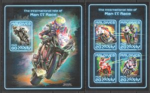 HM0570 2018 MALDIVES MOTORCYCLES ISLE OF MAN TT RACE MOTO GP #7618-1+BL1189 MNH