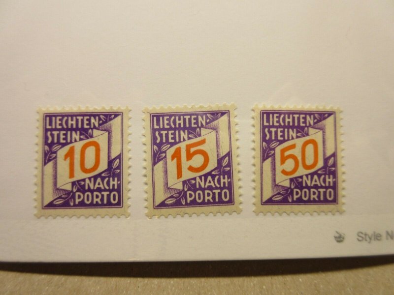 LIECHTENSTEIN Scott J14, J15 & J20 MINT NEVER HINGED LotIE Cat $11.95