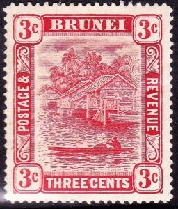 BRUNEI 1908 3c Scarlet Die I SG37 MH