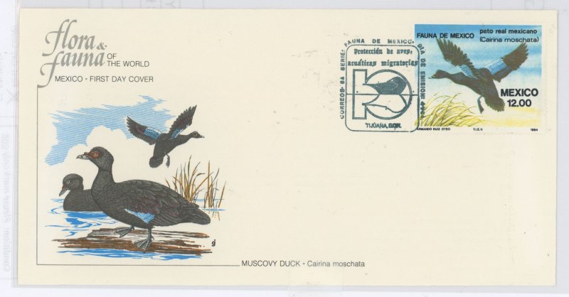 Mexico 1346 1984 Muscovy Duck FDC U/A Audubon SOC FDC