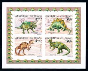 [75628] Congo Brazzaville 1999 Prehistoric Animals Dinosaurs Imperf. Sheet MNH