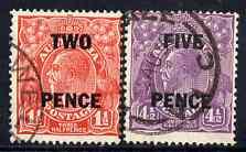 Australia 1930 KG5 Head surcharged set of 2 good commerci...