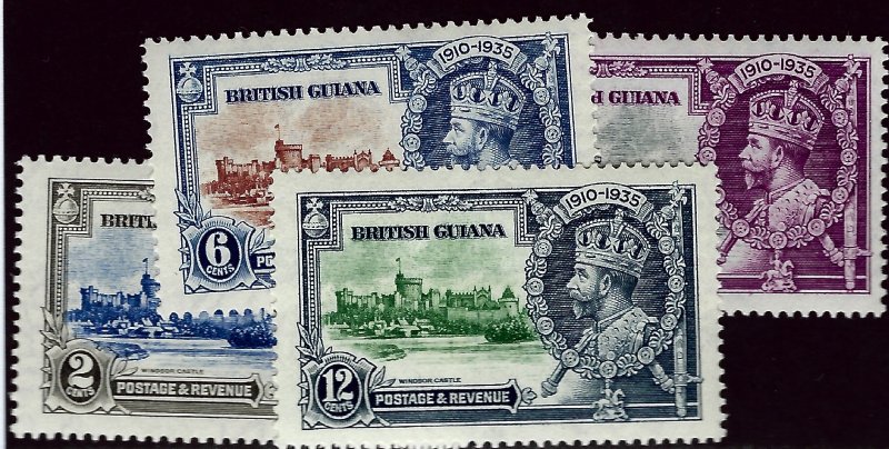 British Guiana #223-226 Silver Jubilee Mint OG VF SCV$12.50...Win a Bargain!