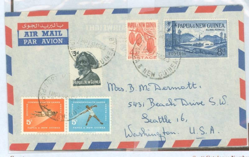 Papua New Guinea 140/143/154/171-172 airmail to seattle