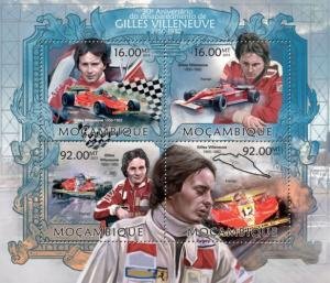 Mozambique 2013 J.VILLENEUVE FERRARI Racing Driver Sheet Perforated Mint (NH)