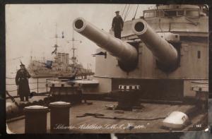 1916 Navy Feldpost Germany RPPC Postcard Cover WW1 SMS Hesse Artillery