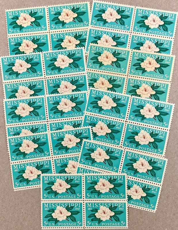 1337 Mississippi Statehood Magnolia Lot of 36 MNH 5 c stamps  FV $1.80  1967