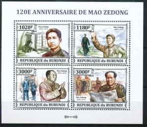 BURUNDI 2013 SHEET bur13325a MAO ZEDONG TSE-TUNG POLITICIANS