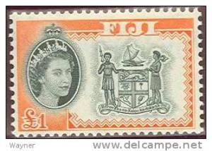 Fiji 1961 Scott number 175 Queen Elizabeth II & Arms MNH