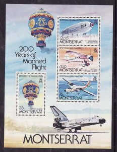 Montserrat-Sc#506a- idAA-unused NH sheet-Manned Flight-Balloons-Planes-1983-