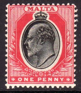 1905 Malta KEVII King Edward VII 1 penny Wmk 3 MLH Sc# 31 CV $27.50