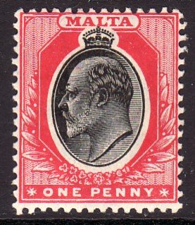 1905 Malta KEVII King Edward VII 1 penny Wmk 3 MLH Sc# 31 CV $27.50
