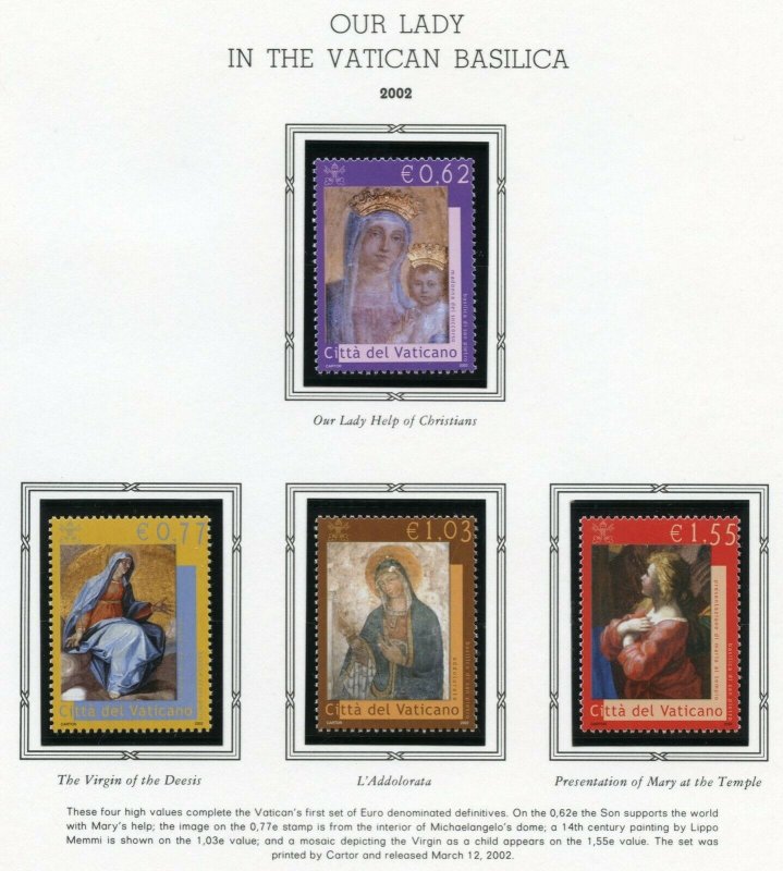 VATICAN CITY 2002  COMPLETE YEAR SET STAMPS WITH BOOKLET  MINT NH ON ALBUM PAGES