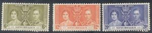 Seychelles ~ #122-24 ~ Coronation Issue ~ MNH Set