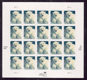 USA-Sc#4387- id12-unused NH sheet-Polar Bears-Animals-2009-