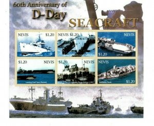 Nevis 2004 - D-Day Military Seacraft - Sheet of 6 Stamps - Scott #1401 - MNH