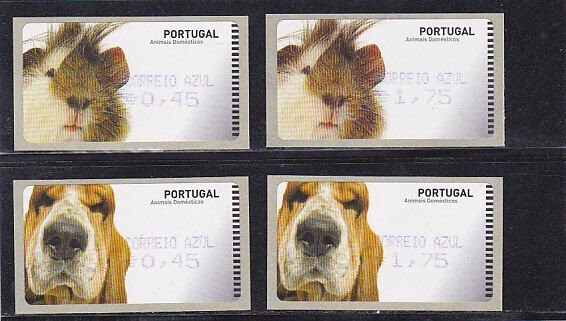 PORTUGAL ATM SET DOMESTIC ANIMALS AFINSA # 33 AMIEL (2005) CORREIO AZUL