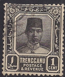 Trengganu Malaya 1921 - 41 KGV 1ct Black Sultan Suleiman used SG 26a ( C1496 )