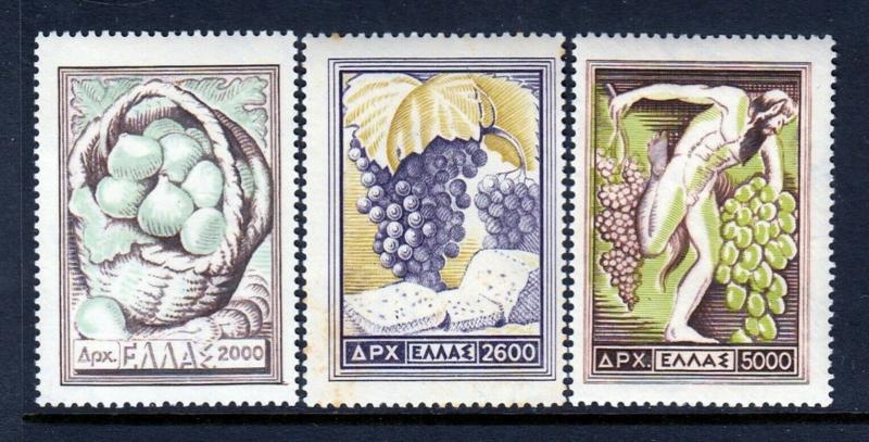 Greece #553//555 BAKKUS Wine and Grapes - NICE (Mint NEVER HINGED) cv$88.00