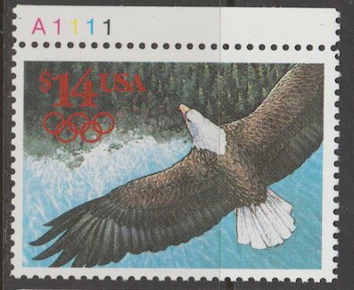 U.S. Scott #2542 Bald Eagle Stamp - Mint NH Single - Plate Number Single