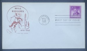 Scott 975  FDC  Will Rogers  House of Farnam Cachet