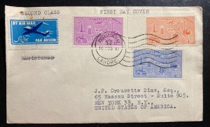 1957 Lahore Pakistan First Day Airmail Cover FDC to New York Usa USA