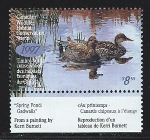 Canada 1997 wildlife habitat conservation  stamp  mnh  S.C. #  fwh13