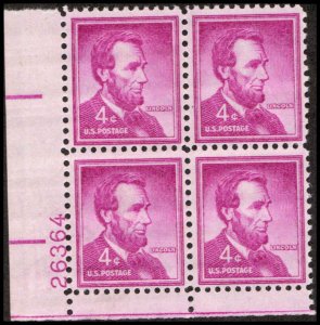 US #1036a LINCOLN MNH LL PLATE BLOCK #26364