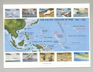 Palau #299 Pearl Harbor, WWII, Maps 1v M/S of 10 Imperf Proof in Folder