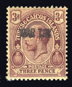 MOMEN: TURKS & CAICOS ISLANDS SG #141a DOUBLE OVPT MINT OG H £100 LOT #66792*