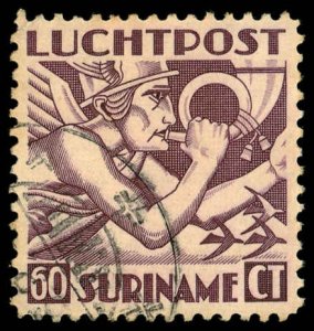 SURINAME Sc C21 USED - 1941 60c  Allegory of Flight, Redrawn