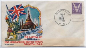 WW2 Patriotic Cover: Rangoon Liberated 3 May 45 Washington DC, Fluegel (53931)